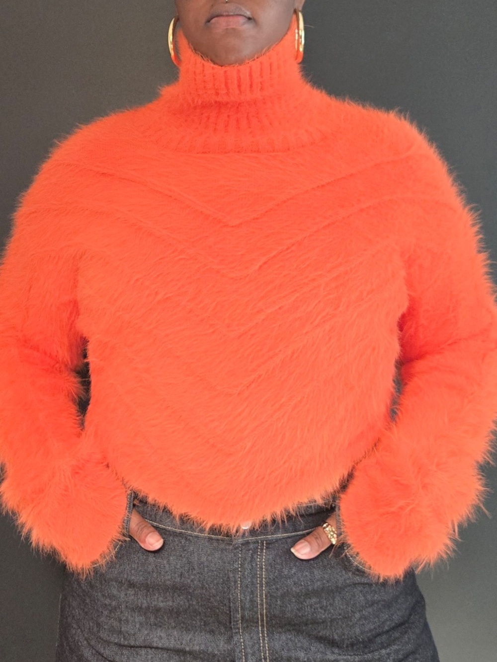 hanifa | riya sweater | cropped | turtleneck | long sleeve | size: us xxxl